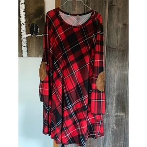 Gently Worn Plaid Dress with Elbow Patches